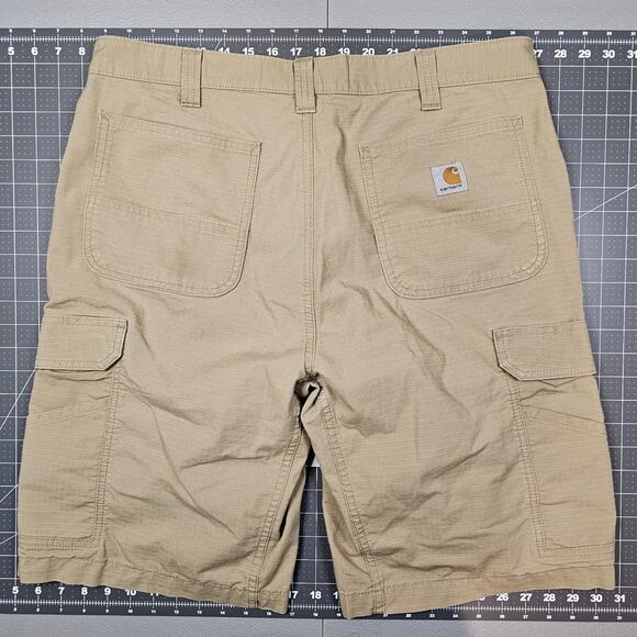 Carhartt Force Canvas Carpenter Shorts 36x11 Tan Ripstop Workwear Outdoors - Picture 8 of 13